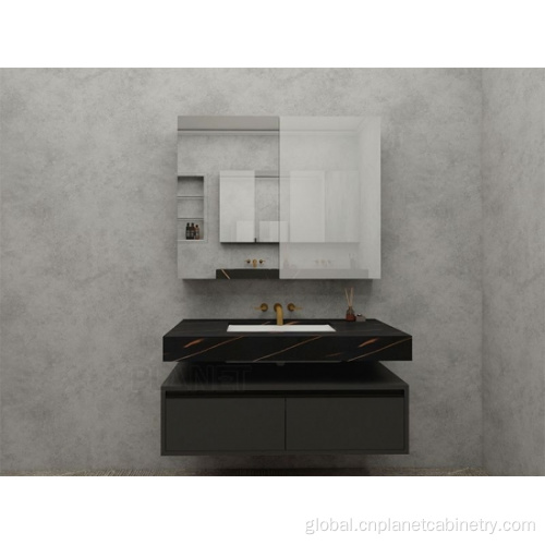 Green Bathroom Vanity/bathroom Vanity/vanities Floating Mirror Matte Black Wall Mounted Bathroom Vanity Supplier